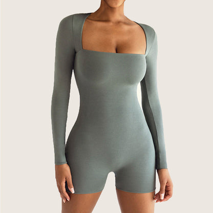 Slim Yoga Long Sleeve One Piece Ballet Dance One Piece Tight Sports Romper