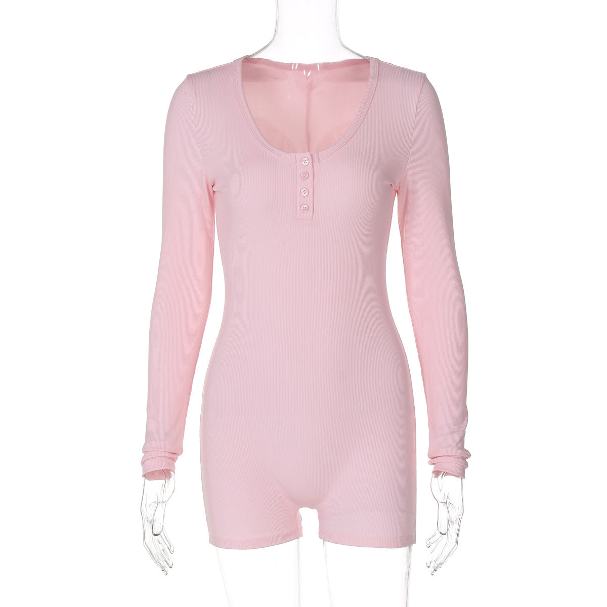 Autumn Rib Color U Collar Breasted Tight Sports Yoga Jumpsuit