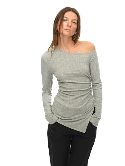 Black Asymmetric Long Sleeve T-shirt