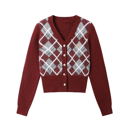 Cozy Argyle Cardigan: -inspired Cropped Sweater