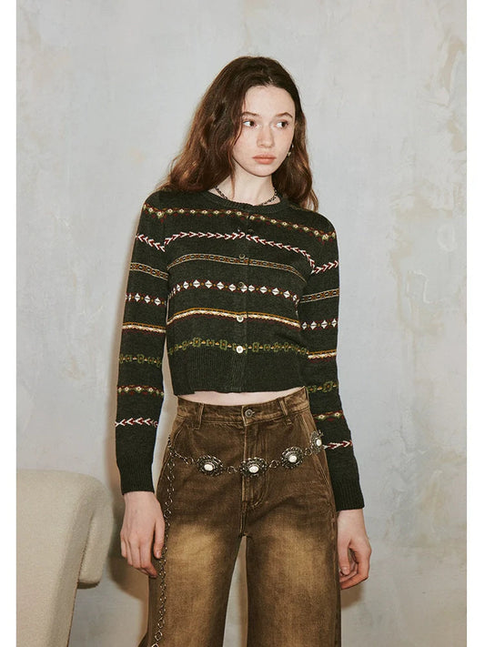 Fair Isle Cropped Cardigan
