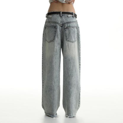 Denim Shorts & Jeans Set With Faded Raw Edges