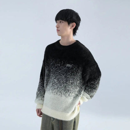 Fuzzy Sweater With Gradient Effect