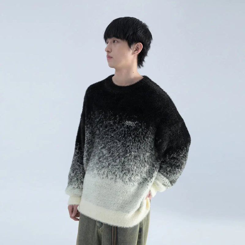 Fuzzy Sweater With Gradient Effect