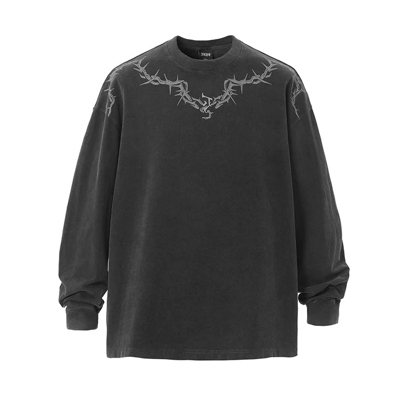 Logo Print Washed Long Sleeve T-shirt