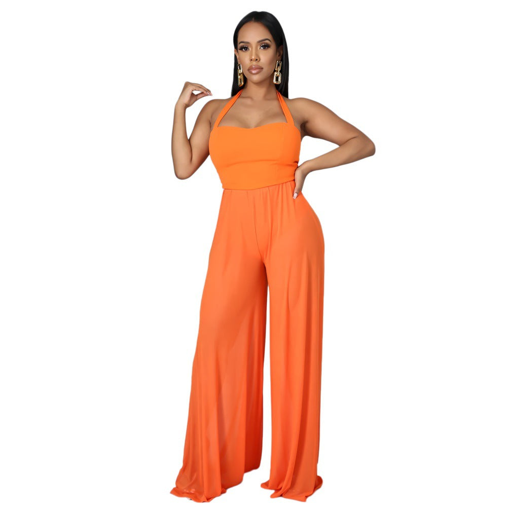 Color Chiffon Sling Jumpsuit