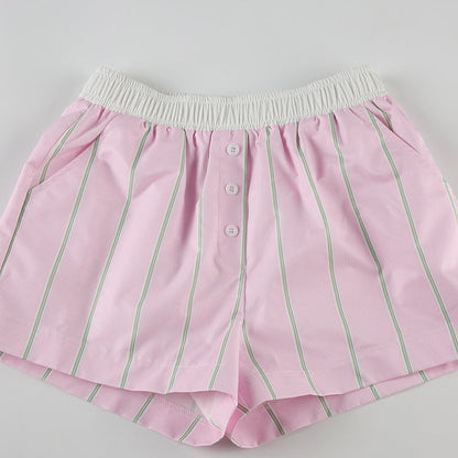 Loose Color Block Striped Shorts