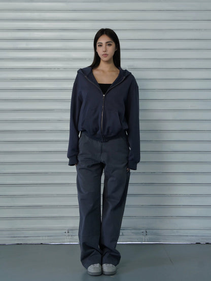 Athletic Zip-up Hooded Sweatshirt