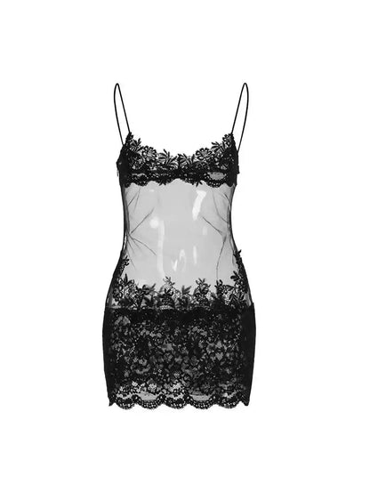Celine Lace See-through Mini Dress