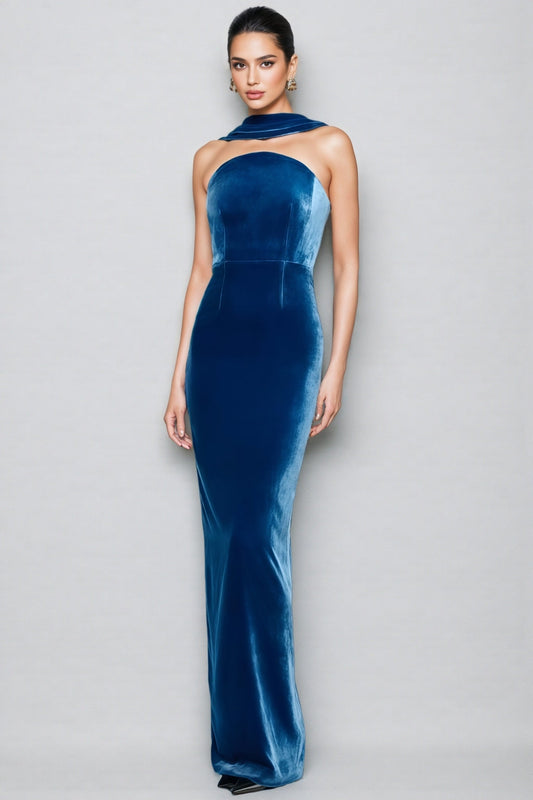 Liornd Blue Split Backless Maxi Dress