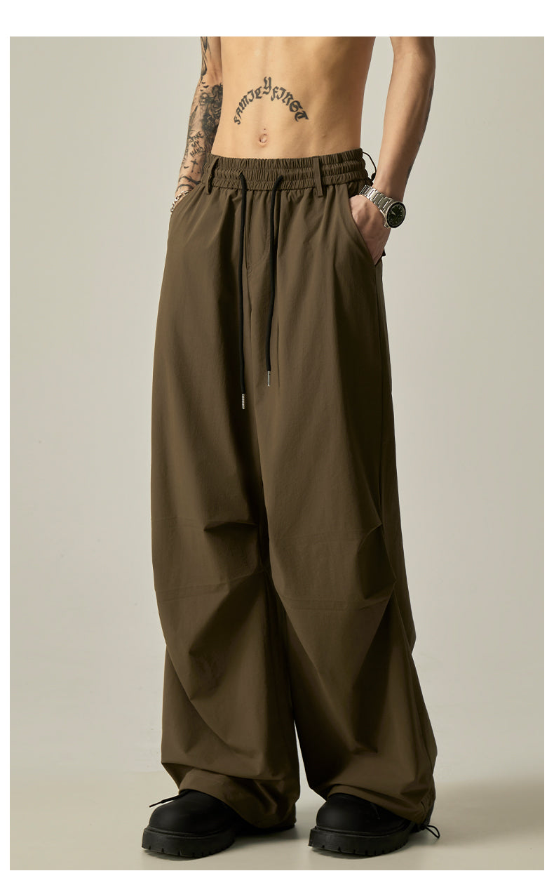 Gray Loose Drawstring Pants