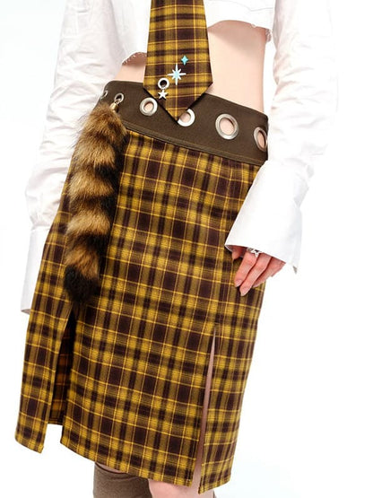 Classic Plaid Skirt and Necktie Set