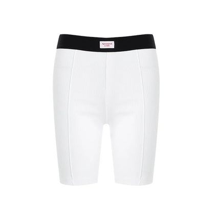 Black and White Contrast Trim Crop Top and Shorts Set
