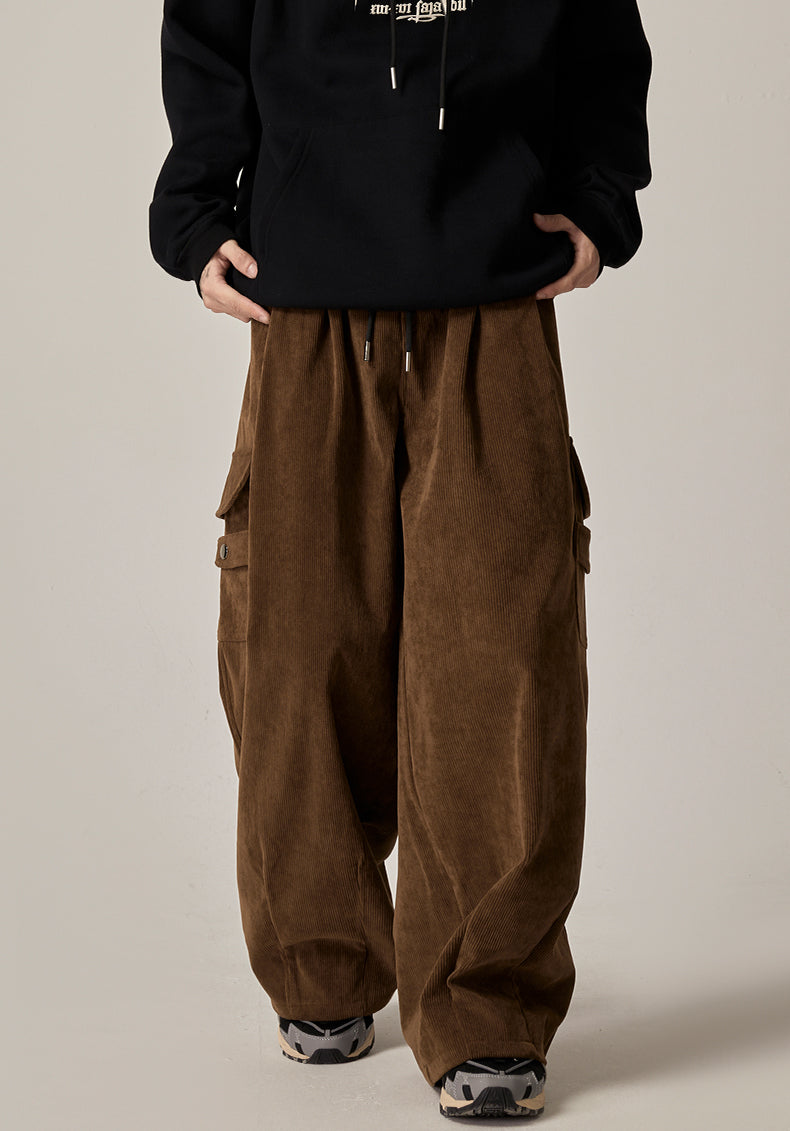 Black Baggy Drawstring Cargo Pants