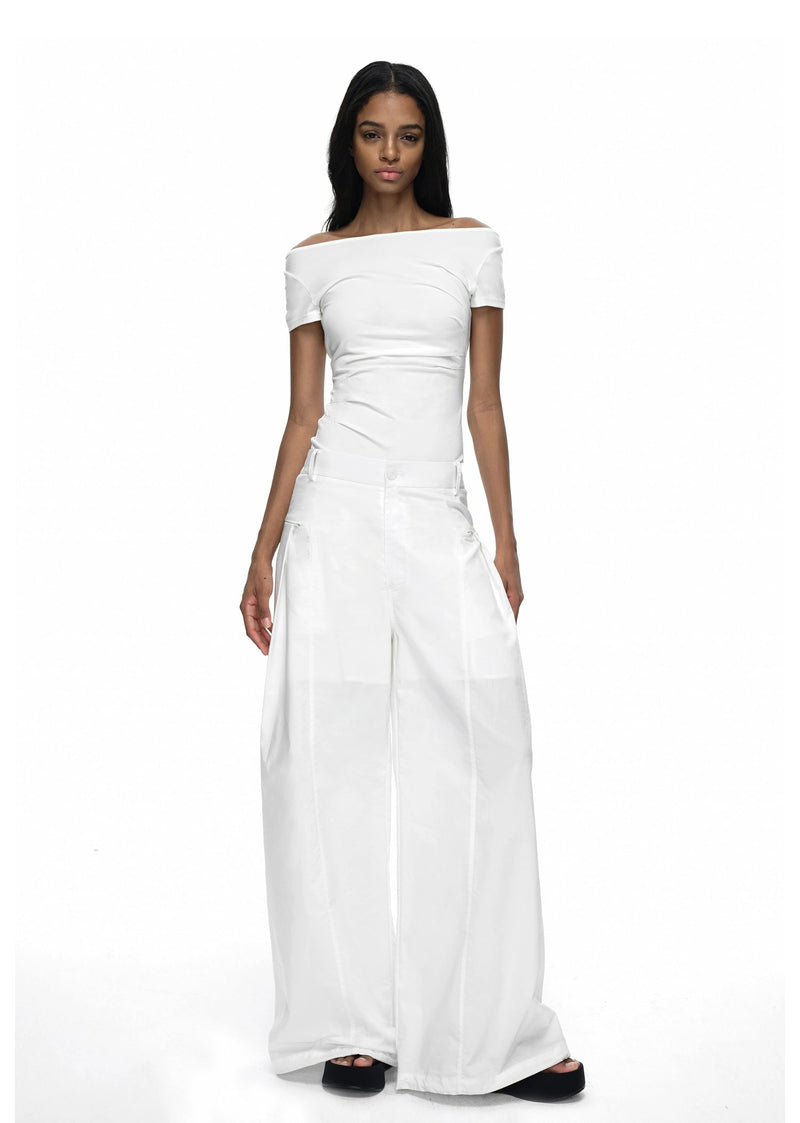 Black/white Off-shoulder Backless T-shirt