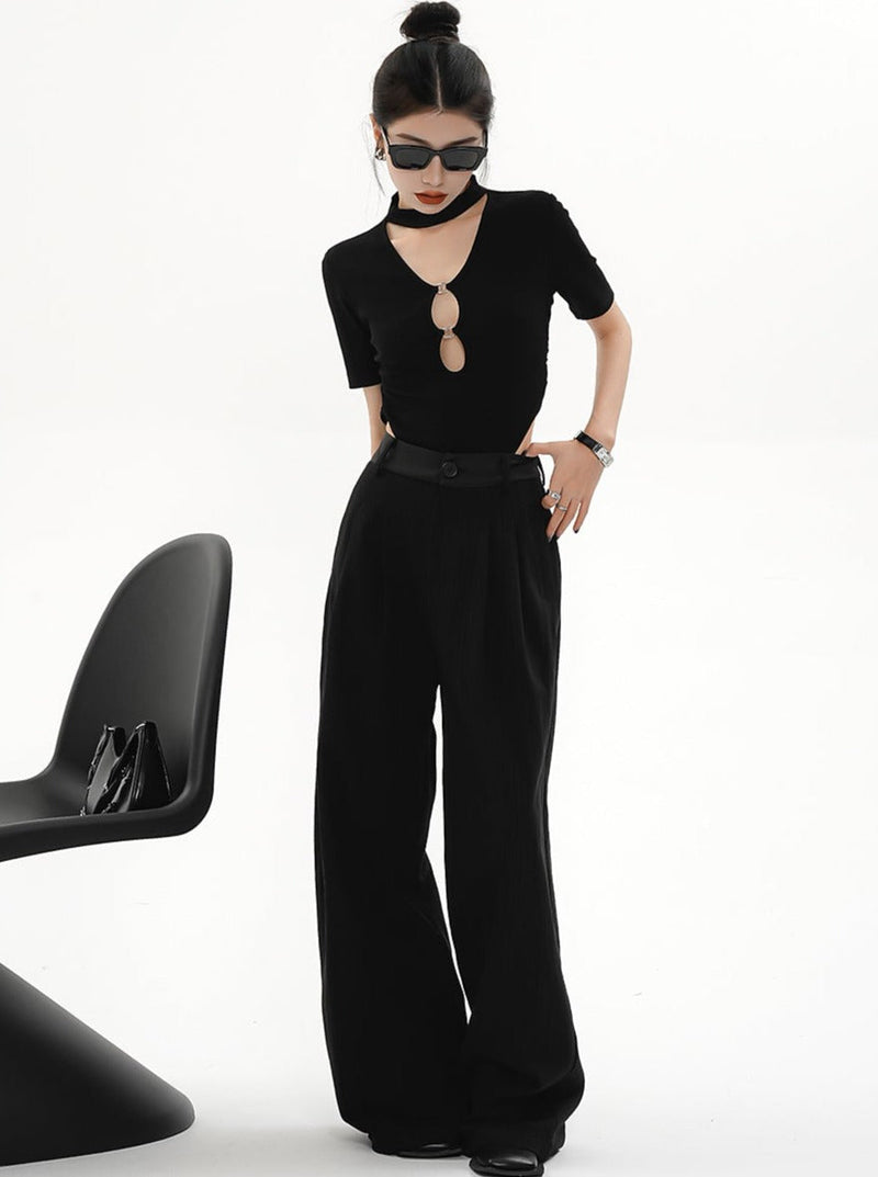 Wide-leg Palazzo Pants - High-waisted Loose Fit Trousers
