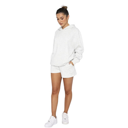 Autumn Winter Color Pullover Hooded Long Sleeves Sweaters Clothing Shorts Suit