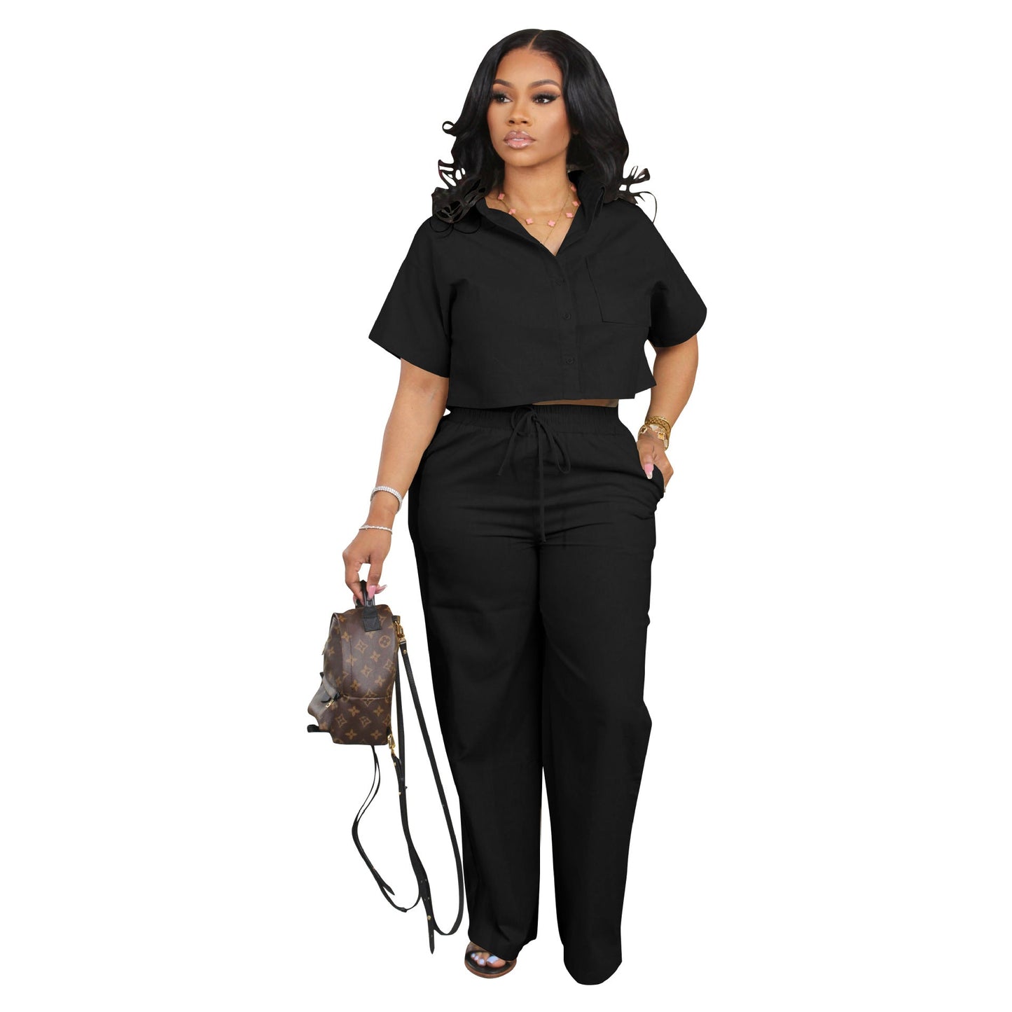 Clothing Suit Shirt Short Sleeved Two Piece Set Linen Office Office Summer Sports Pants