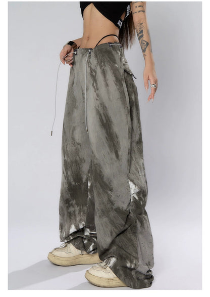 Ink-dyed Traditional Wide-leg Cargo Pants