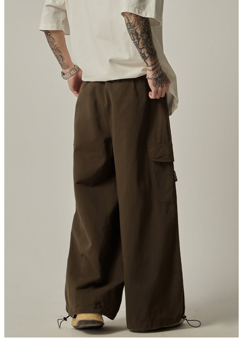Gray Wide Cargo Combat Pants