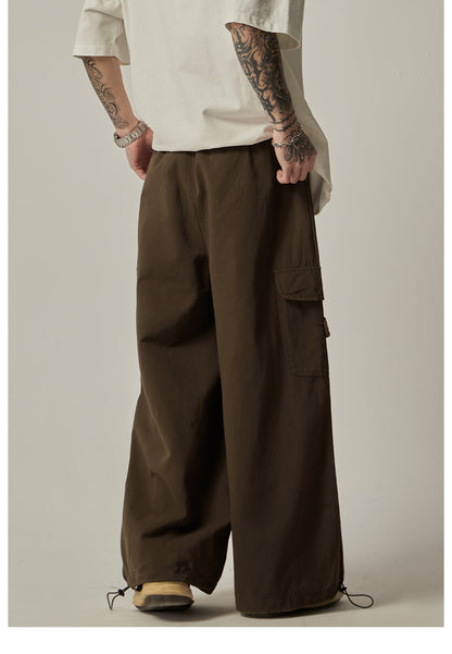 Gray Wide Cargo Combat Pants