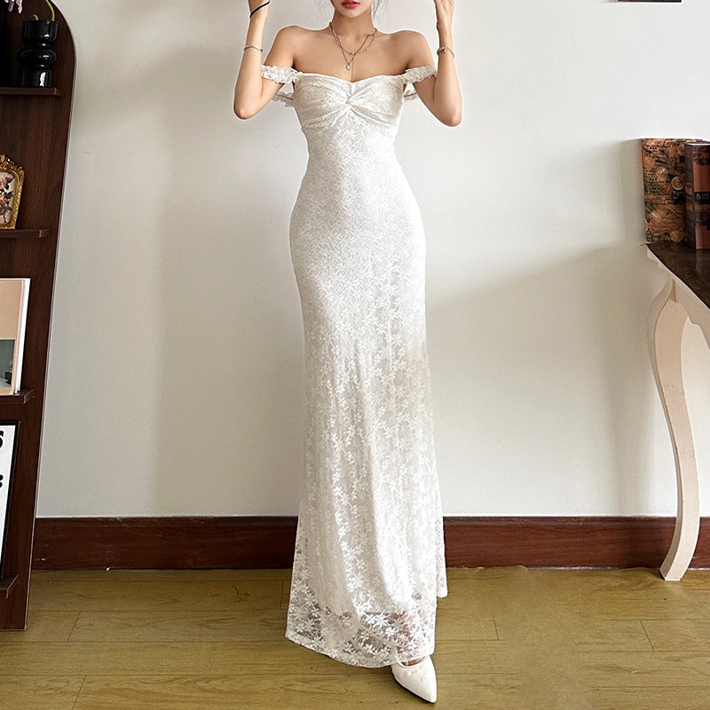 Fall Clothing Suspenders Maxi Dress High Waist Slim Color Dress