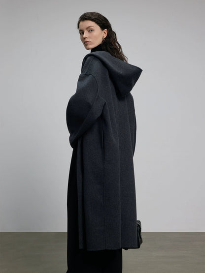 Hooded Long Woolen Coat
