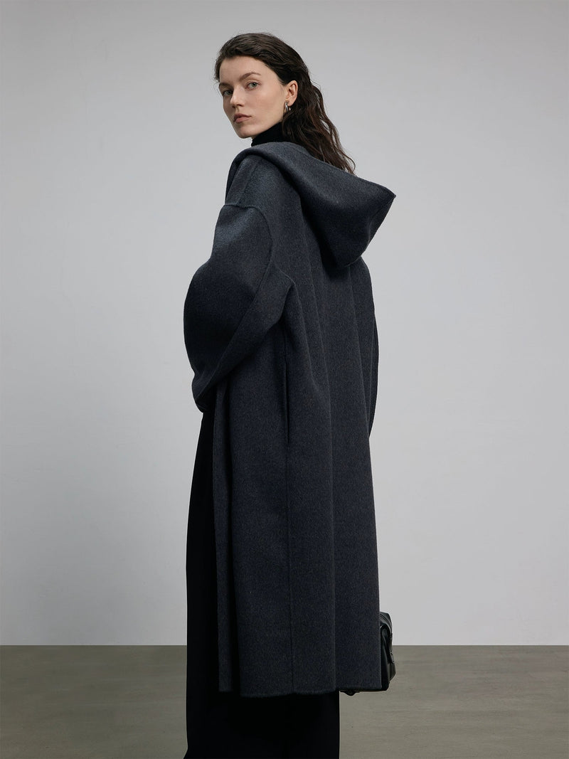 Hooded Long Woolen Coat