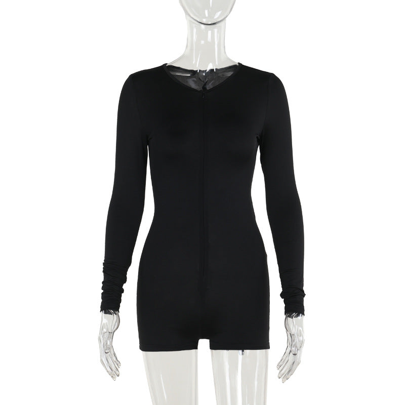 Clothing Summer V Neck Tight Zipper Romper for