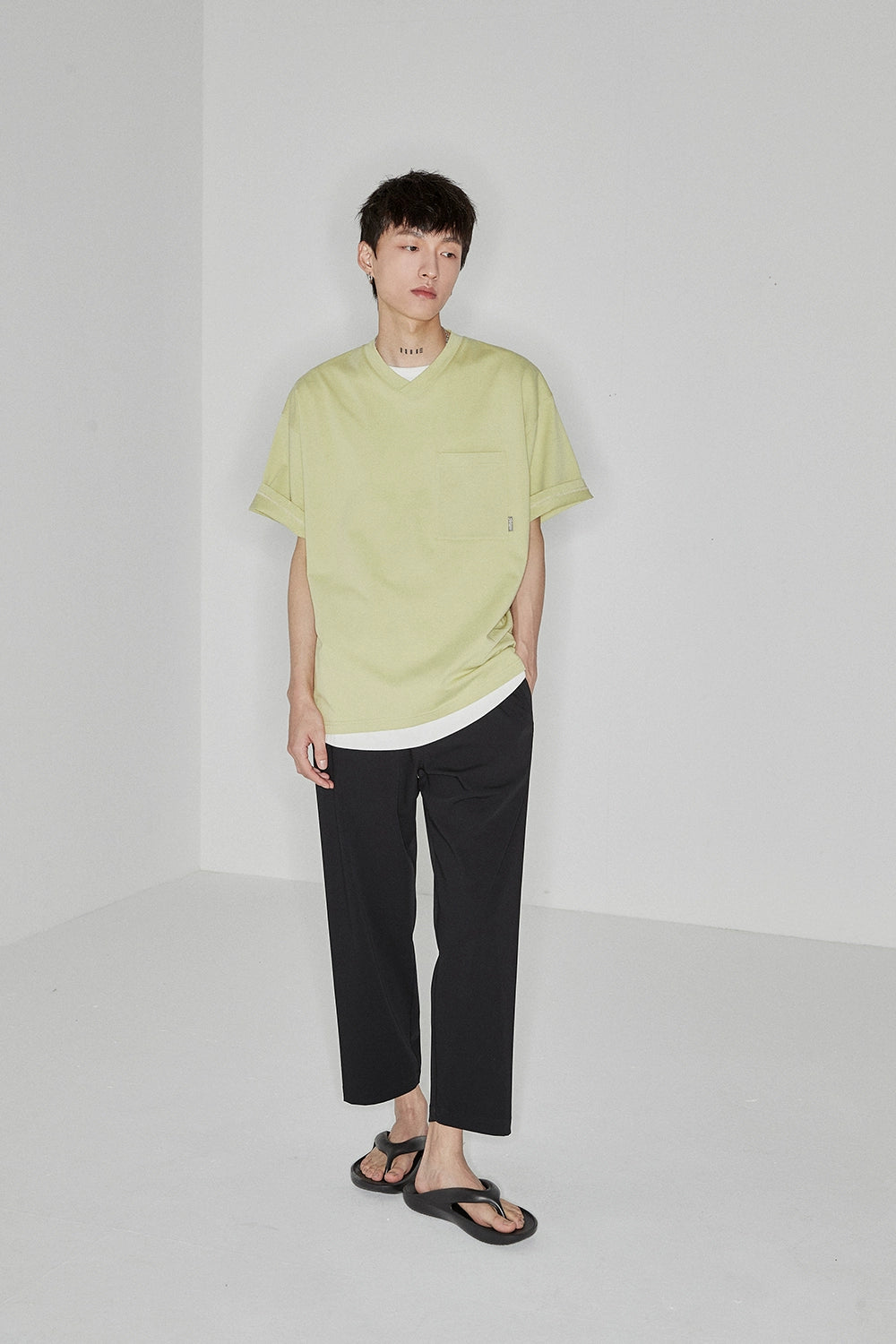 Side Seam-free Elastic Waist Cropped Pants