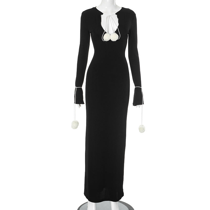Decoration V Neck Front Back Wearable Maxi Dress