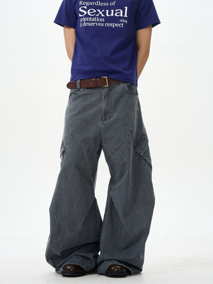 Charcoal Wide-leg Cargo Pants