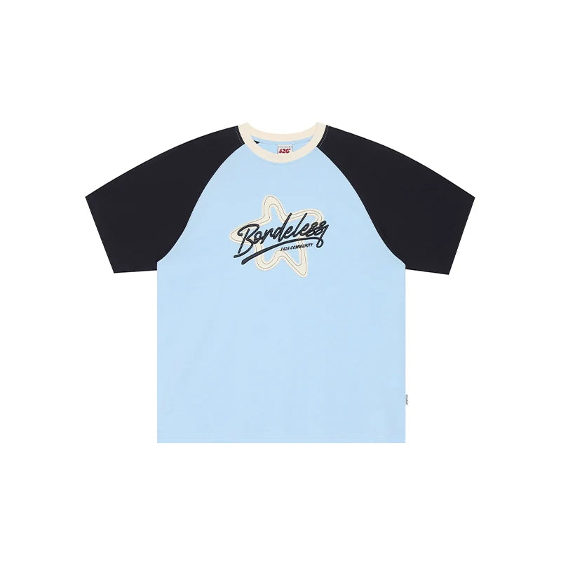 Contrast T-shirt With Star Raw Edge