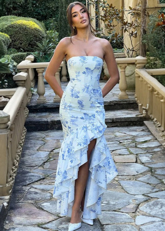 Elegance - Strapless Ruffled Maxi Dress