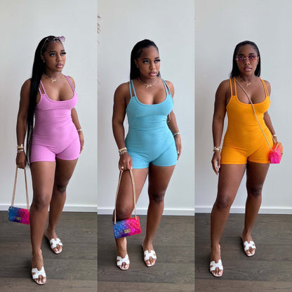 Shoulder Strap Sports Romper Tight Vest Summer Romper