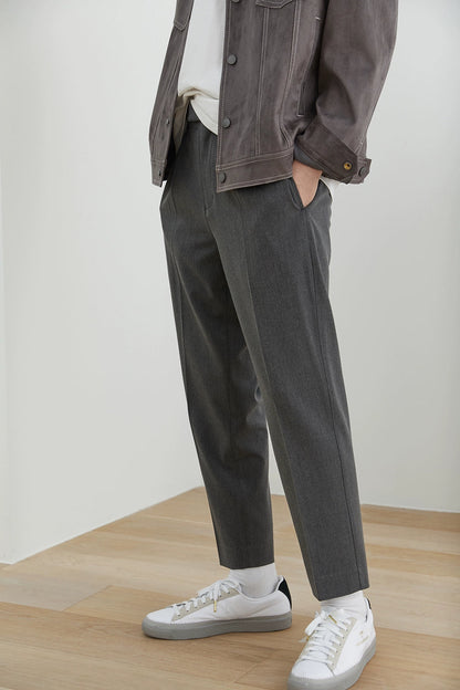 Elastic Waist Wide-leg Cropped Pants