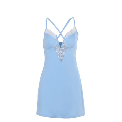 Autumn Classic Slim Strap Lace V Neck Mini Dress