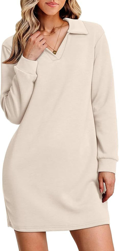 Clothing Collared Long Sleeve Color Sports Sweater Dress