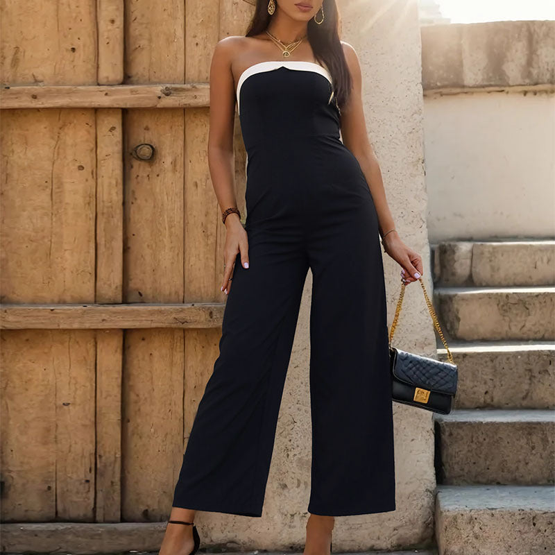Summer Stitching Tube Top Sleeveless Jumpsuit