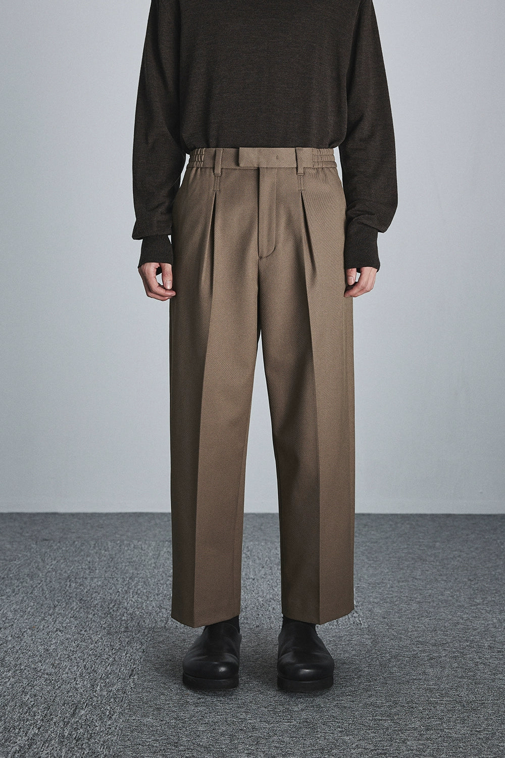Semi-elastic Waist Wide-leg Cropped Pants