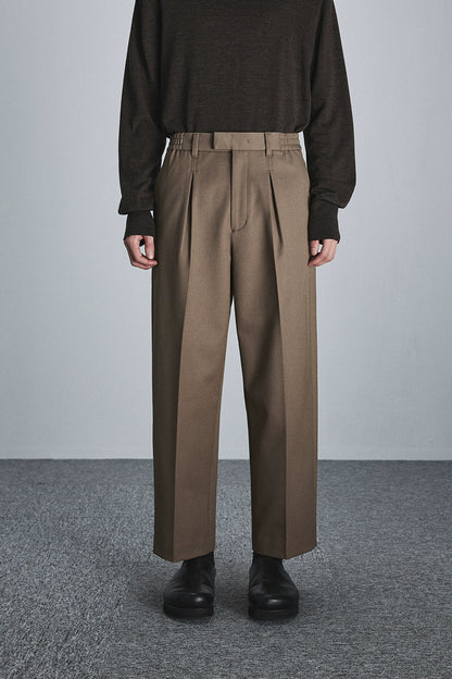 Semi-elastic Waist Wide-leg Cropped Pants