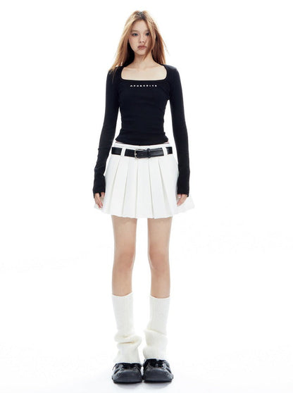 Pleated Tennis Skirt With Striped Waistband