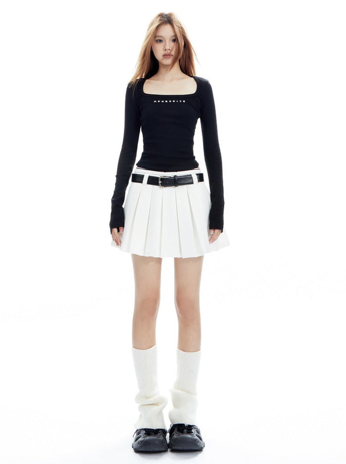 Pleated Tennis Skirt With Striped Waistband