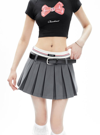 Pleated Tennis Skirt With Striped Waistband