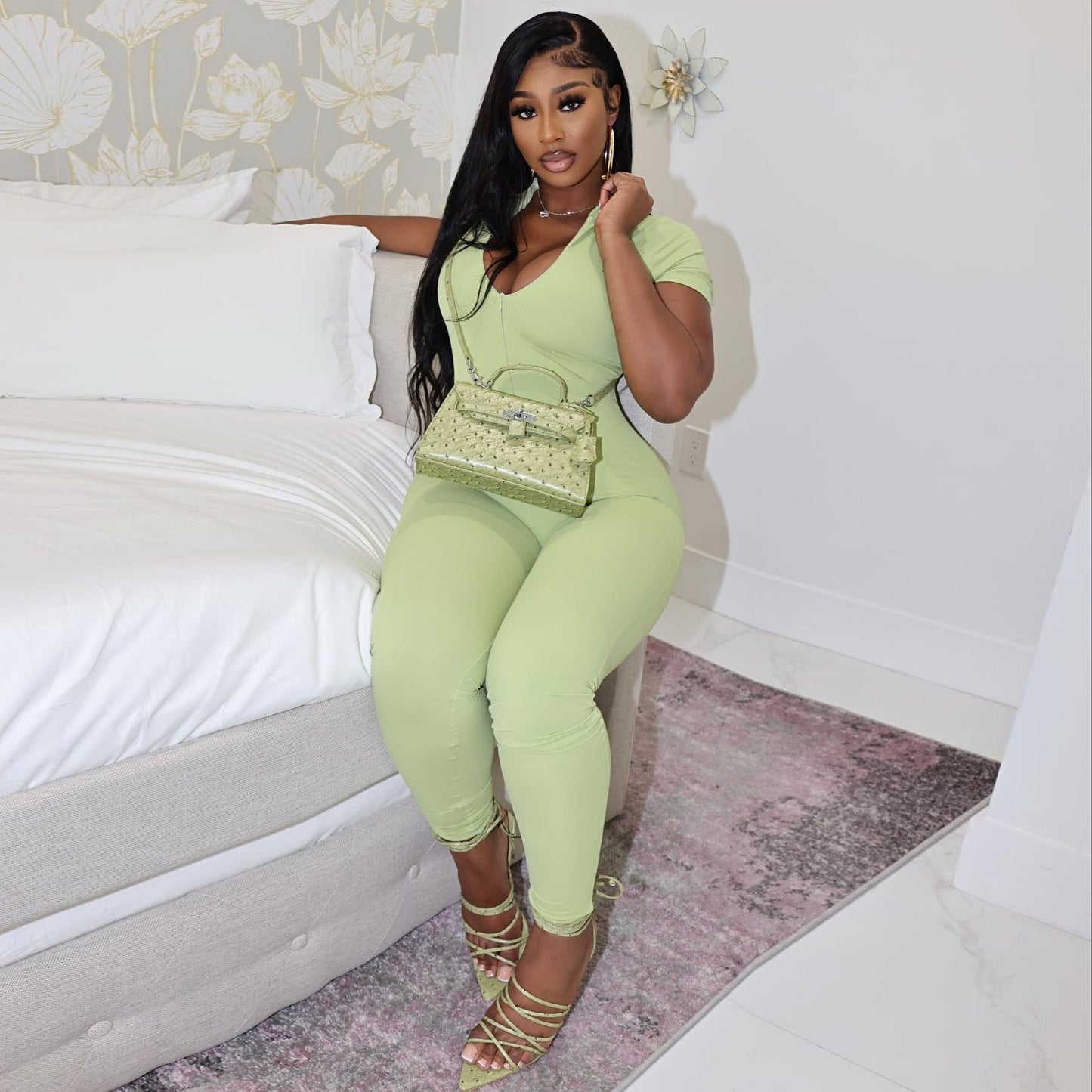 Wear Tight Jumpsuit Spring Summer Slim Fit Trousers Zipper Jumpsuit