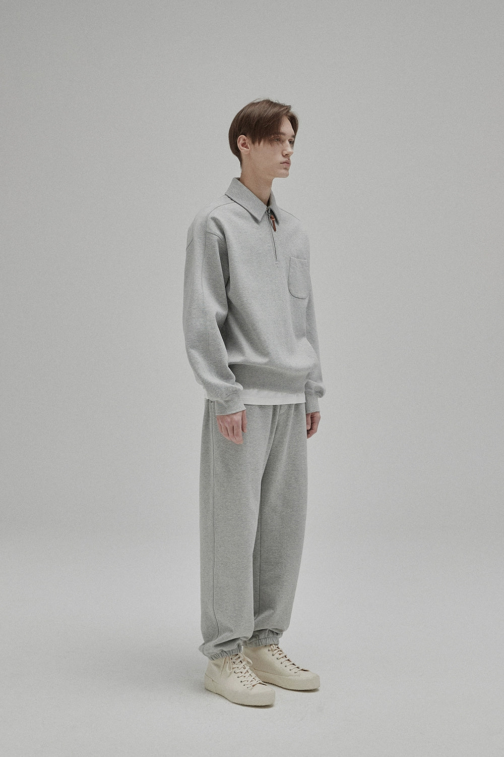 Half-zip Polo Collar Pocket Oversized Sweatshirt