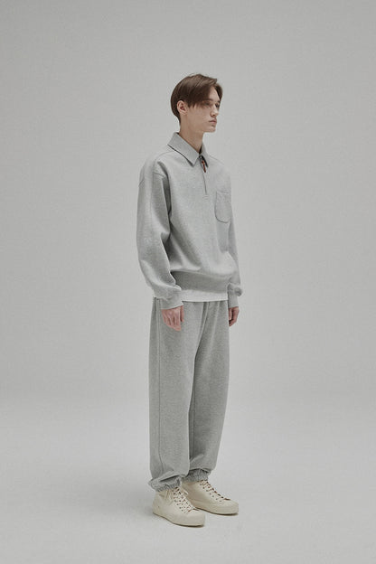 Half-zip Polo Collar Pocket Oversized Sweatshirt