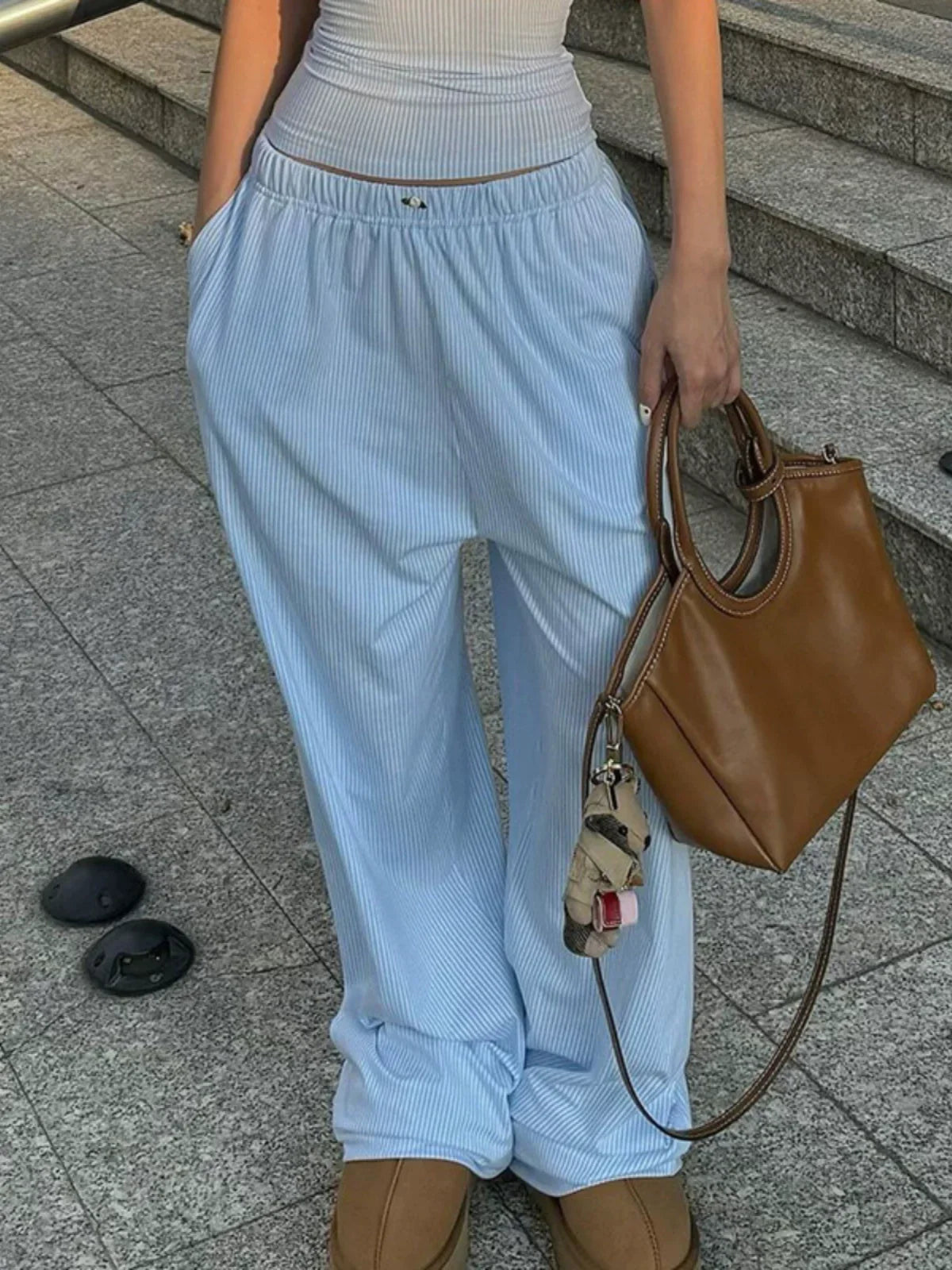 Jeanelle Striped Wide-leg Lounge Pants