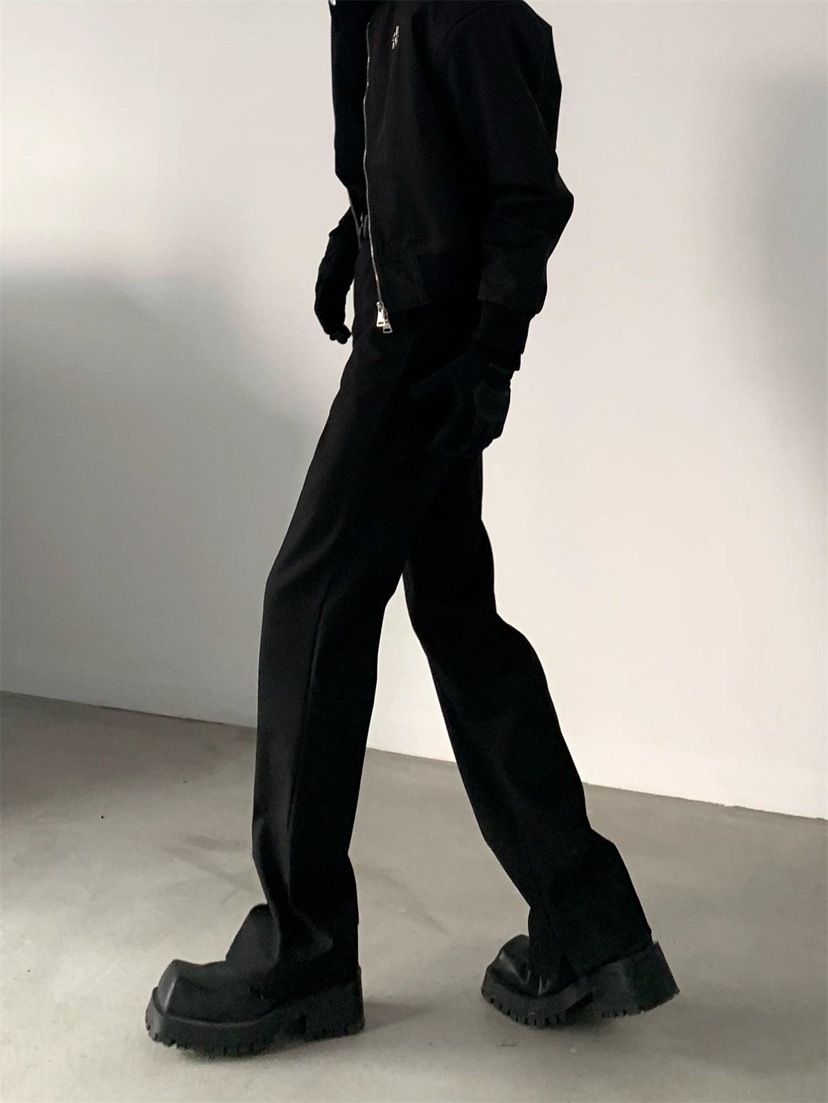 Black Straight-leg Classic Pants
