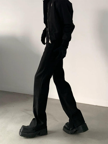 Black Straight-leg Classic Pants